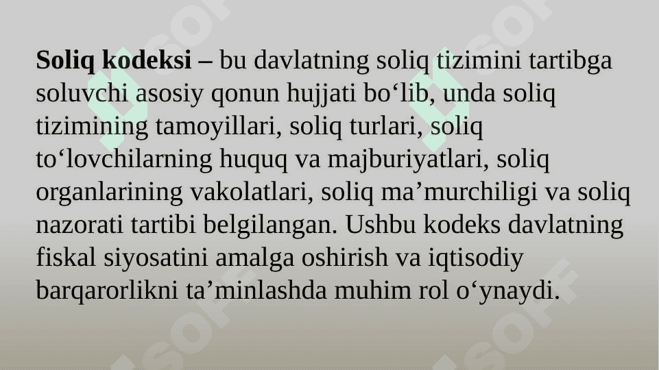 Soliq kodeksining byudjet munosabatlarini tartibga solishdagi ahamiyati 4