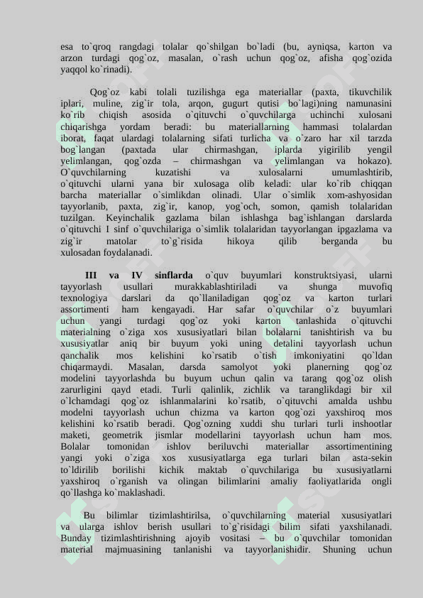 Qog‘oz va karton bilan ishlash darslarining mazmunini tashkil etish metodikasi 7