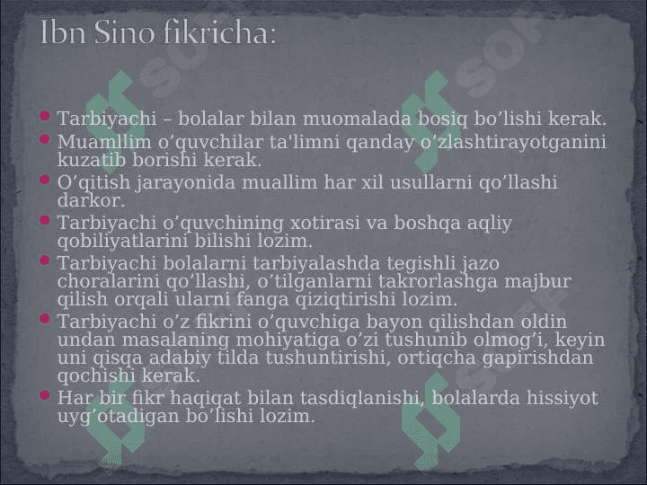 Pedagogik fikr tarixi va maktab amaliyotida o’qituvchi mahorati masalalari 6