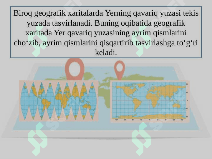 GEOGRAFIK XARIТALAR. XARITA ANDAZALARI(PROYEKSIYALARI) HAQIDA TUSHUNCHA 6