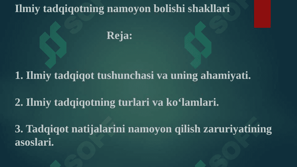 Ilmiy tadqiqotning namoyon bolishi shakllari 2