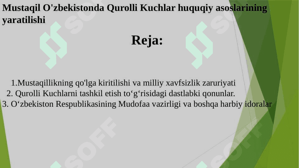 Mustaqil O'zbekistonda Qurolli Kuchlar huquqiy asoslarining yaratilishi 2