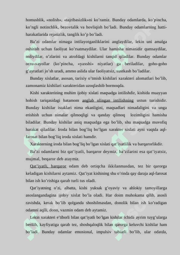Xarakter, uning taraqqiysi va fizologik asoslari 6