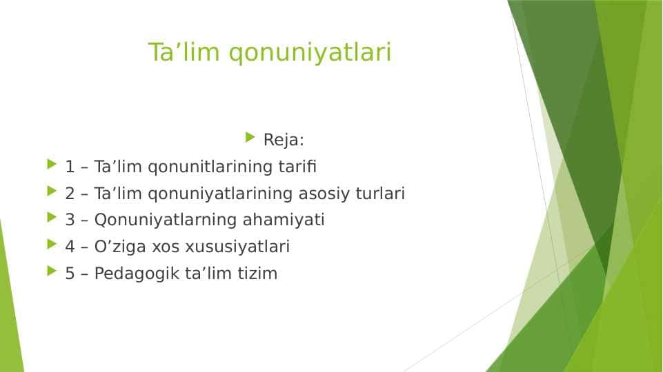Ta’lim qonuniyatlari