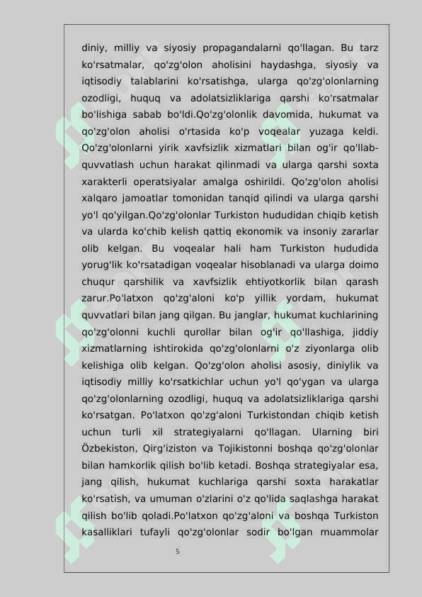 19 asrning 70-90 yillarida Turkiston o'lkasidagi qo'zg'olonlar (Po'latxon qo'zg'aloni misolda) 5