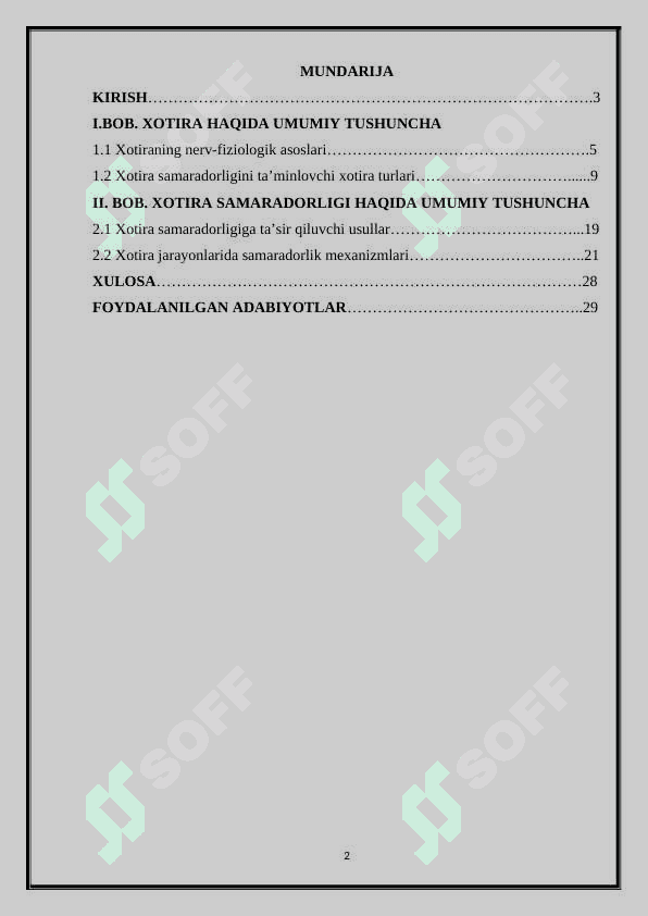 Xotira samaradorligiga ta’sir etuvchi omillar 2
