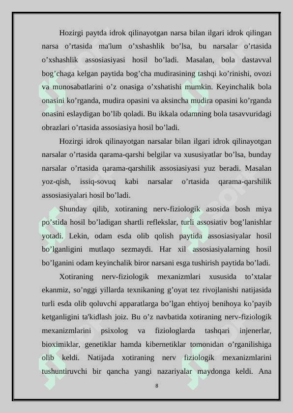 Xotira samaradorligiga ta’sir etuvchi omillar 8