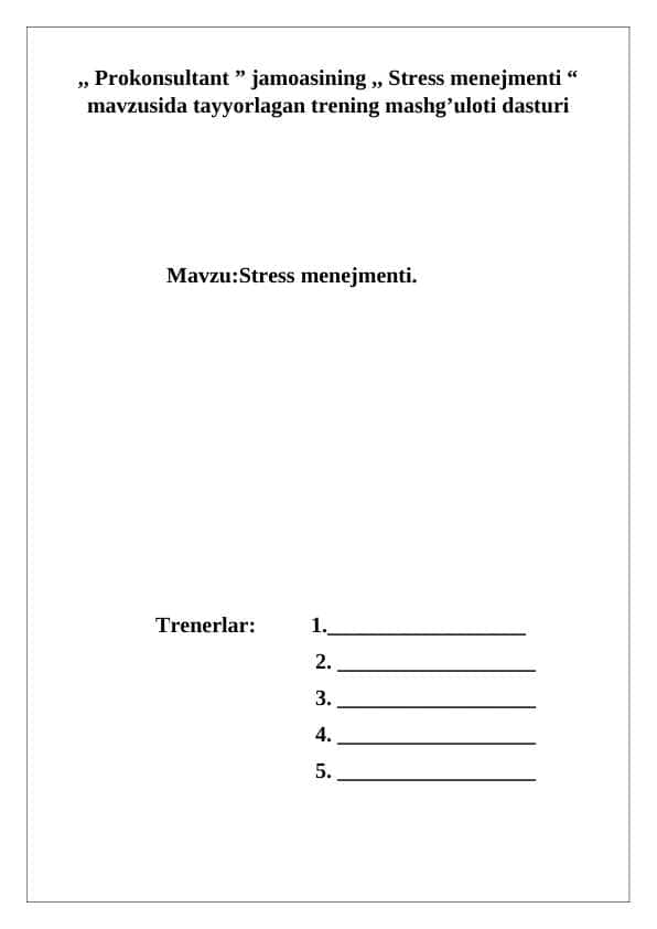 Stress menejmenti