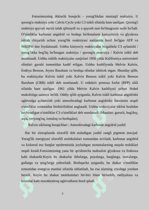 Fotosintezning qorong’ulik bosqichi. 8