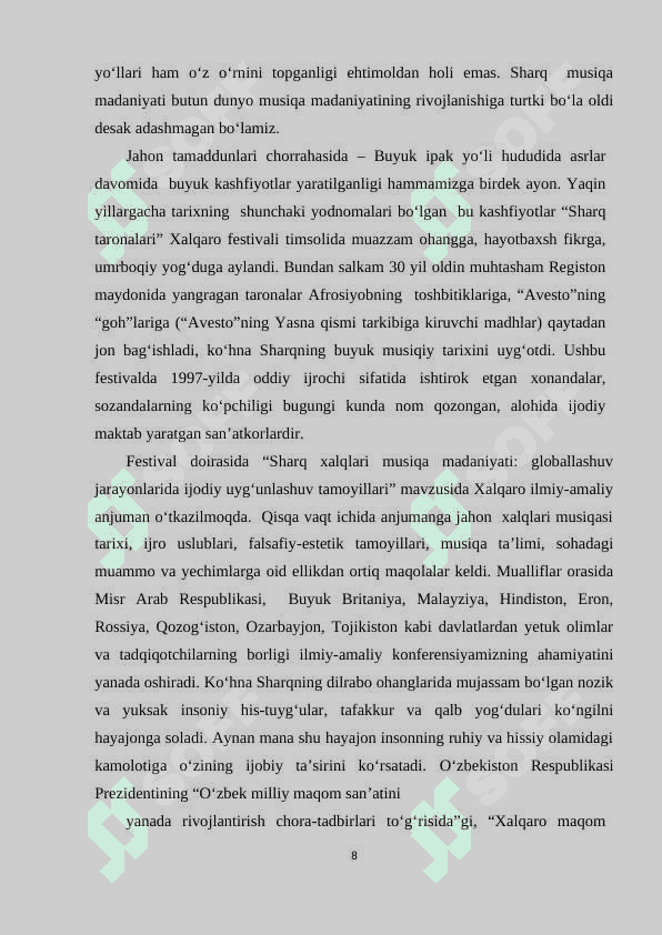 sharq musiqasining jamiyatda tutgan o'rni va ahamiyati 8