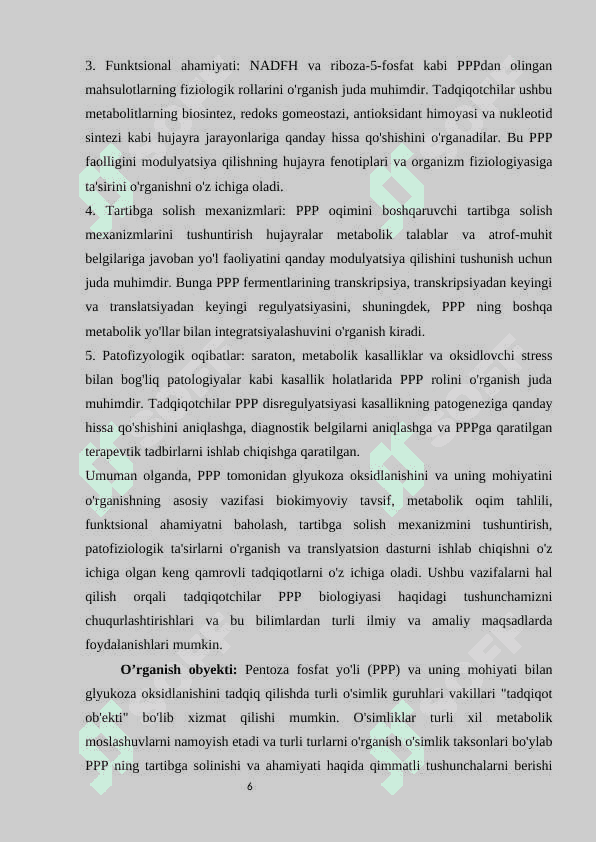 Glukozaning pentozamonofasfat yo’li bilan oksidlanishi va uning mohiyati 7