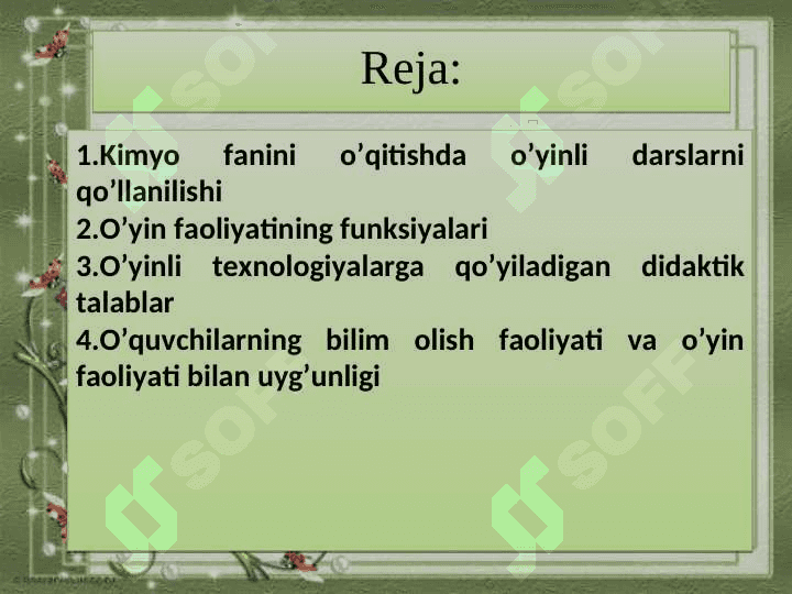 Kimyo fanini o’qitishda o’yinli texnologiyalar 3