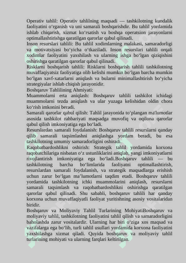Boshqaruv va moliyaviy tahlil  turlarining mohiyati. 4