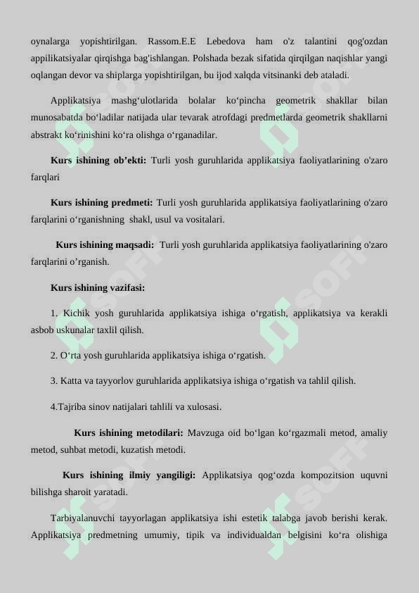 TURLI YOSH GURUHLARIDA APPLIKATSIYA FAOLIYATLARINING O' ZARO FARQLARI. 4