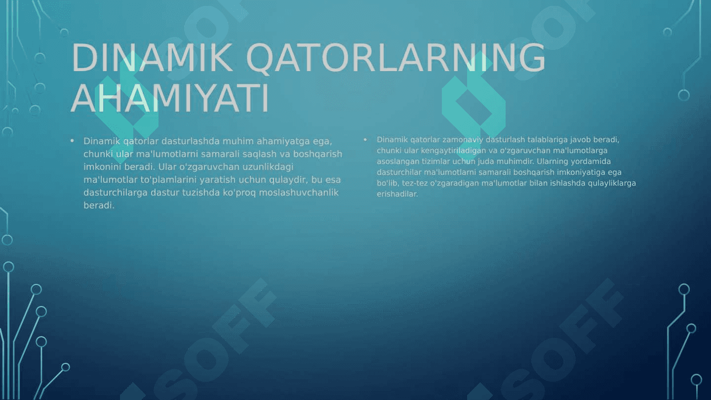 Dinamik qatorlarni tuzishning asosiy qoidalari 4