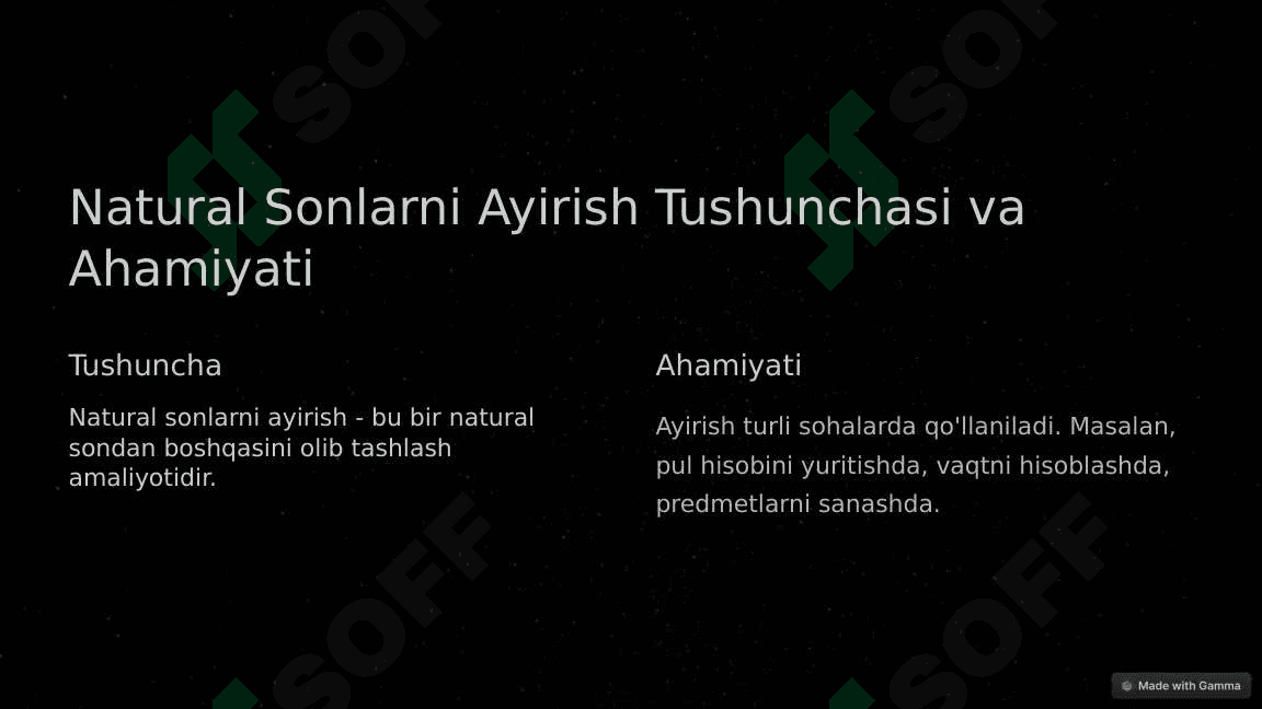 Natural sonlarni ayirish 2