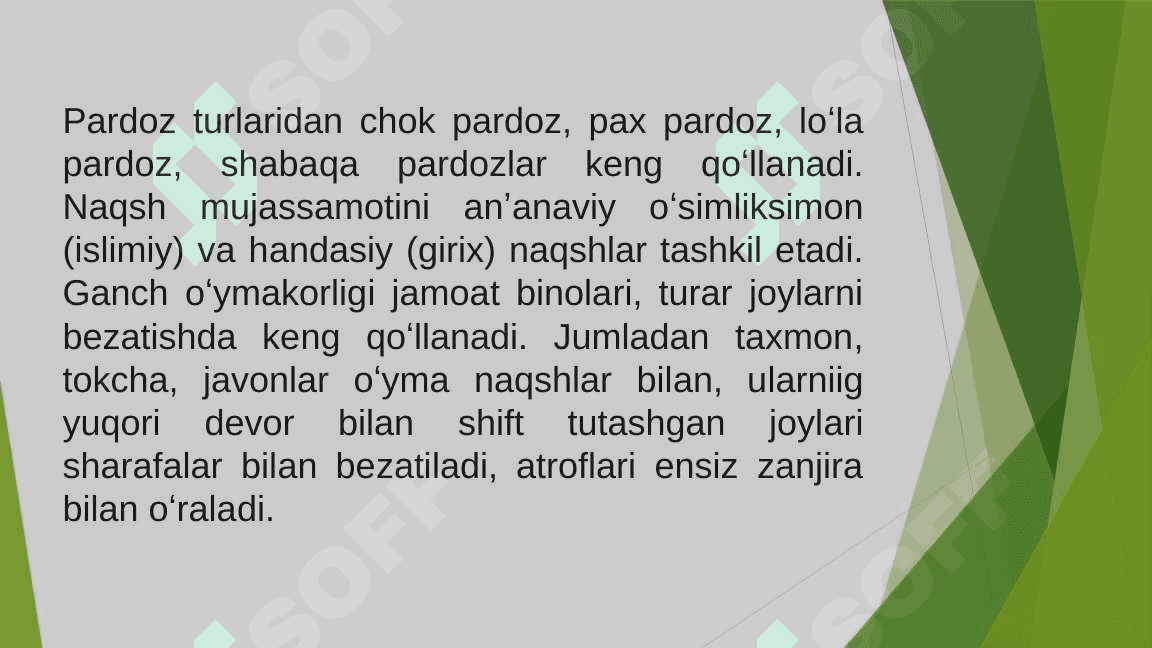 Mustaqillik yillarida ganch o'ymakorligi san'ati 3