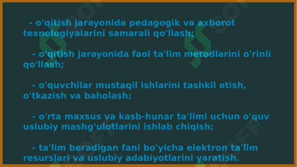 Bitiruv malakaviy ishlar maqsadi va vazifalari, bitiruv malakaviy ishlarga qo'yilgan  ilmiy, metodik va texnik talablar.  Bitiruv malakaviy ish himoyasi. Taqdimotlarni tayyorlash uchun zarur metodik va texnik talablar. 7