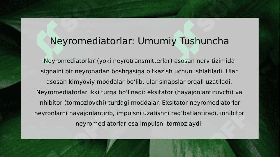 Neyromediatorlar biosintezi, ahamiyati va kasalliklari 3
