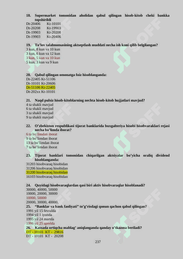 bank hisobidan test 3