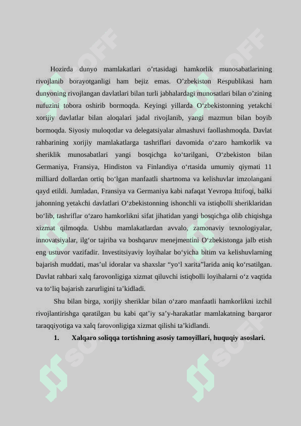 Xalqaro soliqqa tortishda O'zbekiston Respublikasi va Finlandiya o'rtasida ikki yoqlama shartnomaning o'rni 4