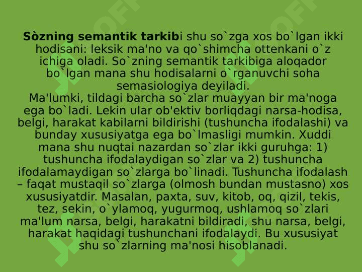 Leksemaning semantik tarkibi 2