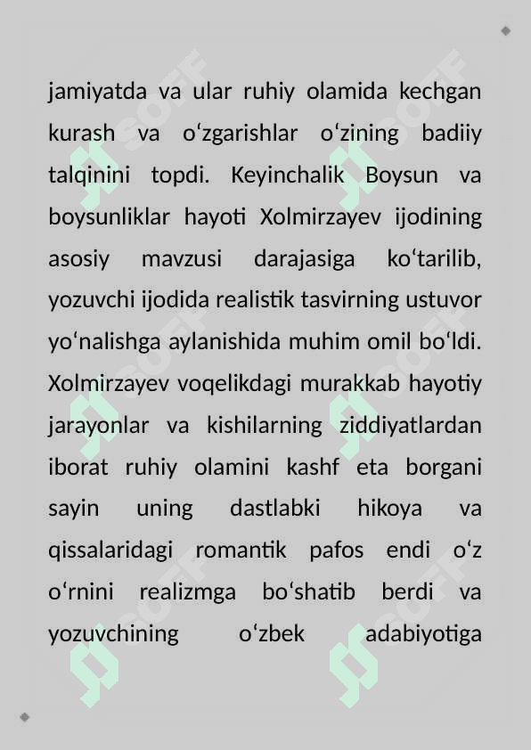 Shukur Xolmirzayev romanlarida davr va shaxs fojiasi 7