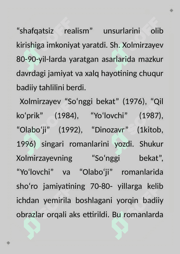 Shukur Xolmirzayev romanlarida davr va shaxs fojiasi 8