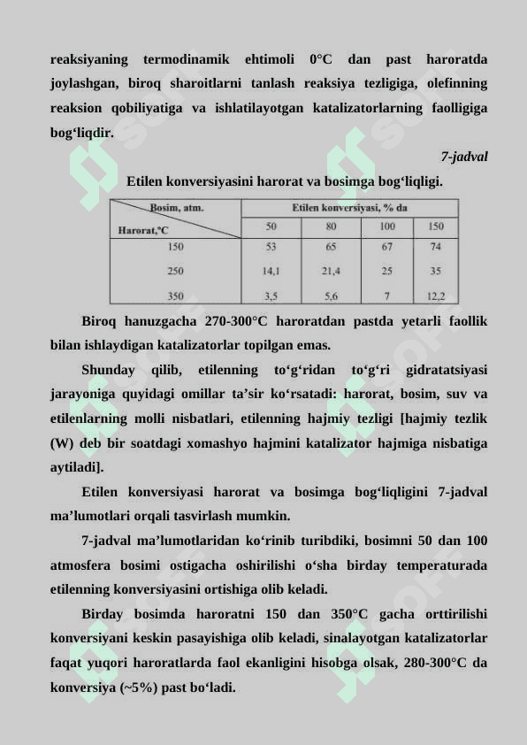 Spirtlar ishlab chiqarish. Etilenni to‘g‘ridan-tog‘ri gidratatsiyasi. 3