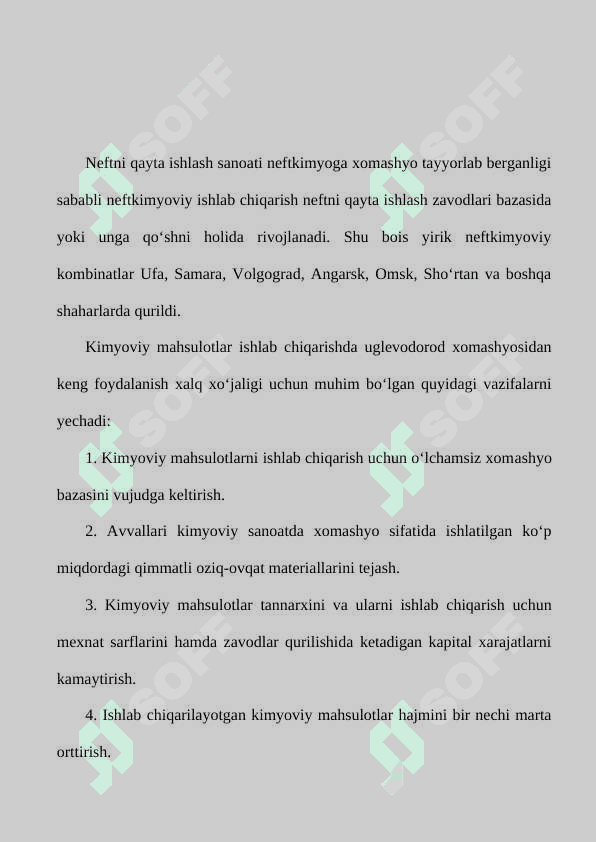 Neft kimyo sanoati vujudga kelishi tarixi va rivojlanishining asosiy yo‘nalishlari. 3