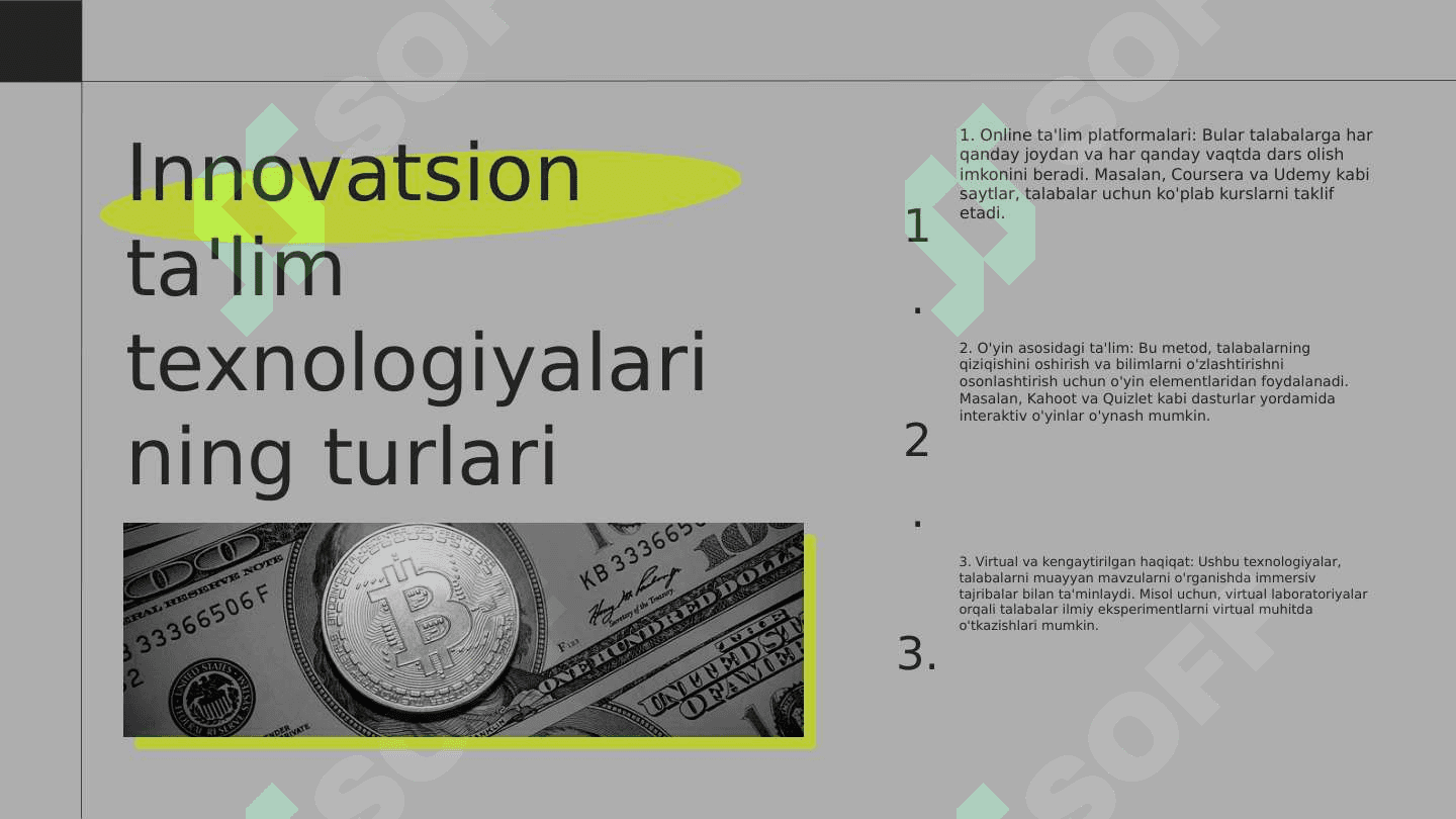 Ta'lim jarayonlarida innovatsion ta'lim texnalogiyalari va metodlaridan foydalanish. 4