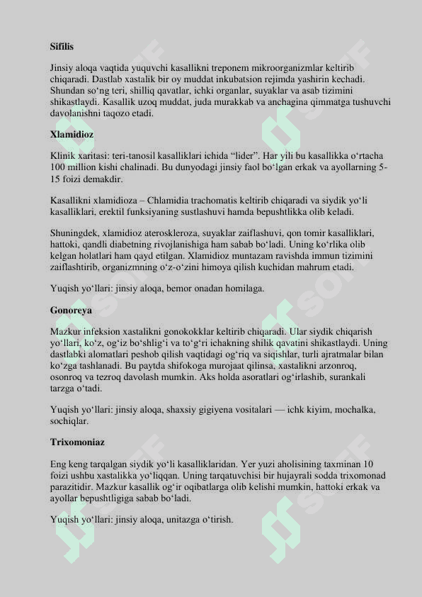 Jinsiy yoʻl bilan yuqadigan kasalliklar 3