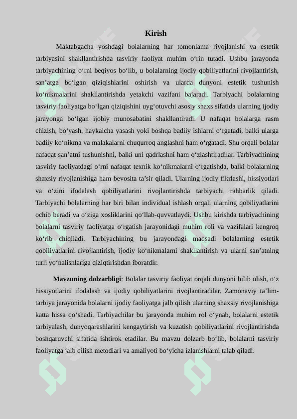TARBIYACHINING BOLALARNI TASVIRIY FAOLIYATGA O‘RGATISH JARAYONIDAGI METODIKASI 3