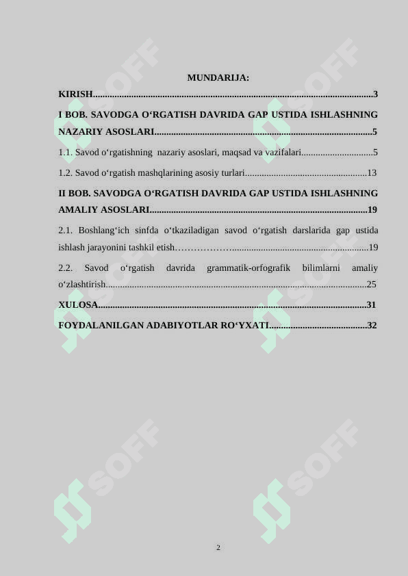 SAVODGA O‘RGATISH DAVRIDA GAP USTIDA ISHLASH 2