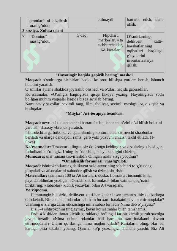 "Biz va jamiyat" Trening ishlanma 2