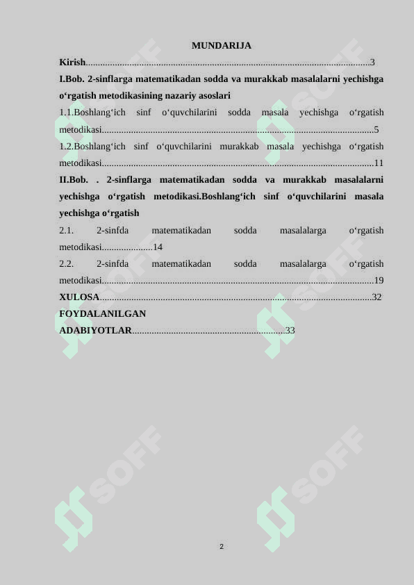 2-sinflarga matematikadan sodda va murakkab masalalarni yechishga o‘rgatish metodikasi 2