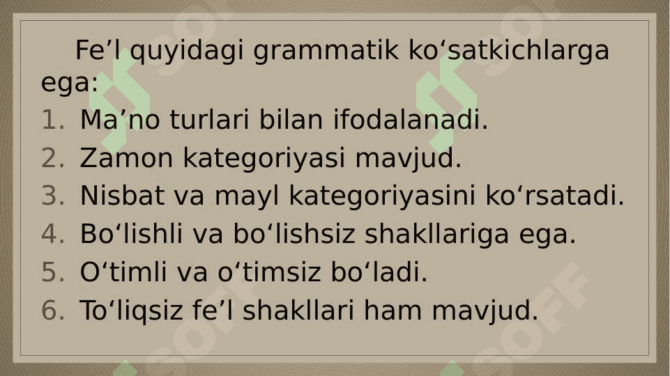 Fe’l so`z turkumi 3