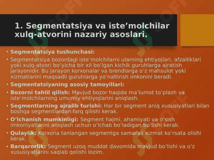 Tayyor kiyim kechak mahsulotlari bozor segmentatsiyasi va iste’molchilar xulq-atvorini o’rganish 3