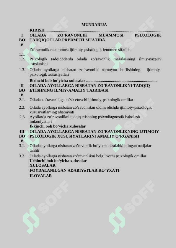 OILADA AYOLLARGA NISBATAN ZO’RAVONLIKLARNING IJTIMOIY-PSIXOLOGIK OMILLARI 2