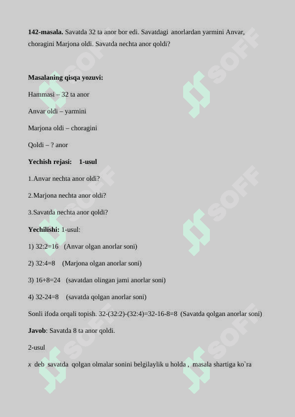 Masala yechishning algebraik usuli 7