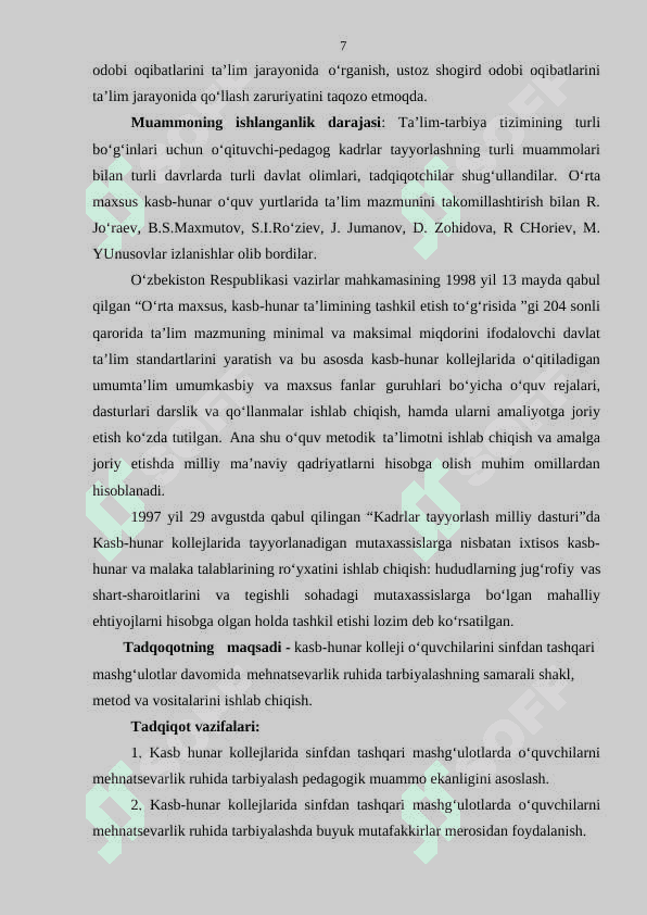 O‘quvchilarni sinfdan tashqari ishlar jarayonida mehnatsevarlik ruhida tarbiyalash 5