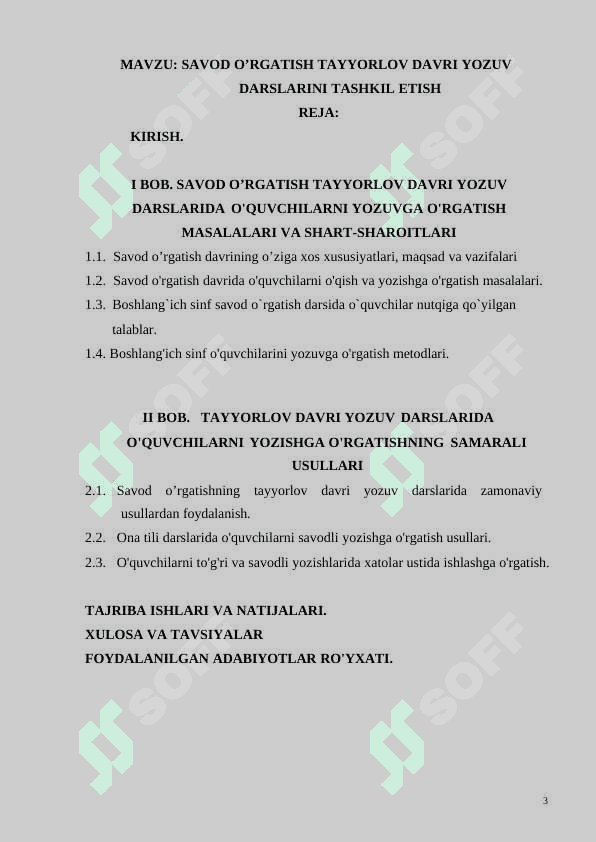SAVOD O’RGATISH TAYYORLOV DAVRI YOZUV DARSLARINI TASHKIL ETISH 3