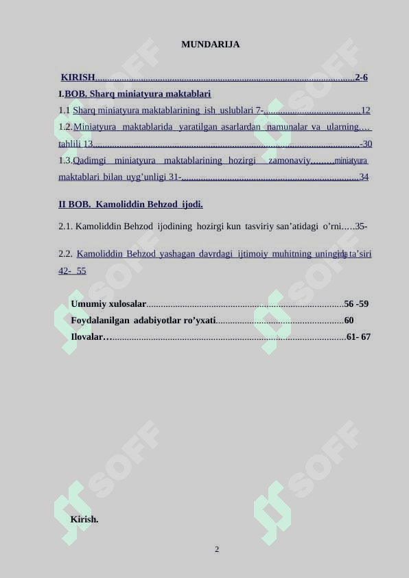 Sharq miniatyura maktabi uslublarini o’rganish. Kamoliddin Behzod ijodi 2
