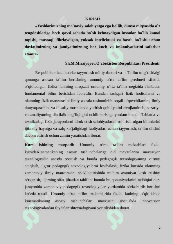 “Akademik litseylar fizika kursida “Mexanika” bo’limini bayon qilish uslubi 3