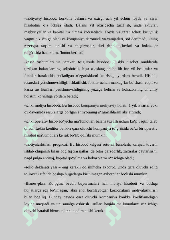 Bank mijozining kreditga layoqatliligini tahlili 7