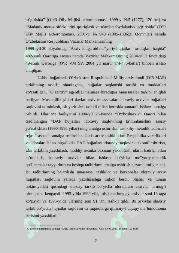 Mustaqil O'zbekistonda Arxiv ishi 6
