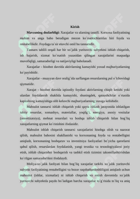 ISHLAB CHIQARISH VA DAVR HARAJATLARI TAHLILI. 2