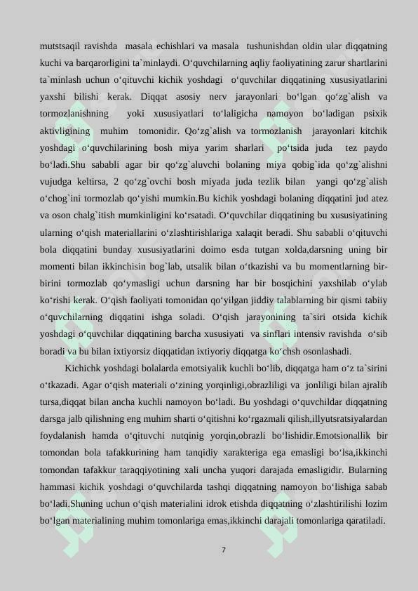 Kichik maktab yoshdagi o’quvchilarda o’qishga bo’lgan emotsional munosabat shakllanishining psixologik xususiyatlari 7