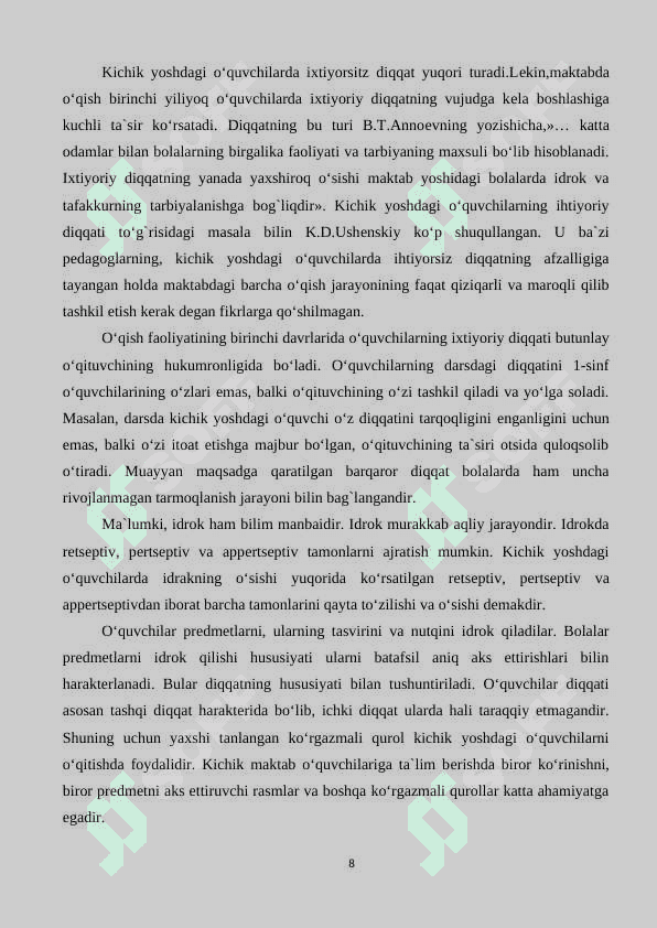 Kichik maktab yoshdagi o’quvchilarda o’qishga bo’lgan emotsional munosabat shakllanishining psixologik xususiyatlari 8