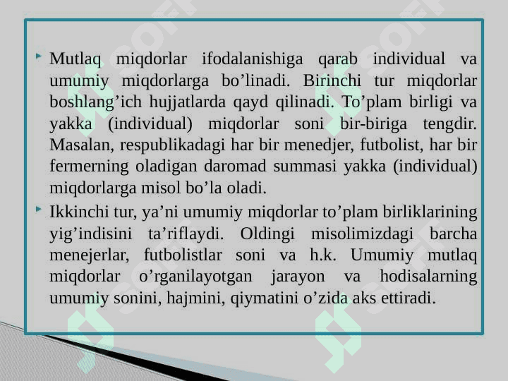 MUTLAQ VA NISBIY MIQDORLAR 5